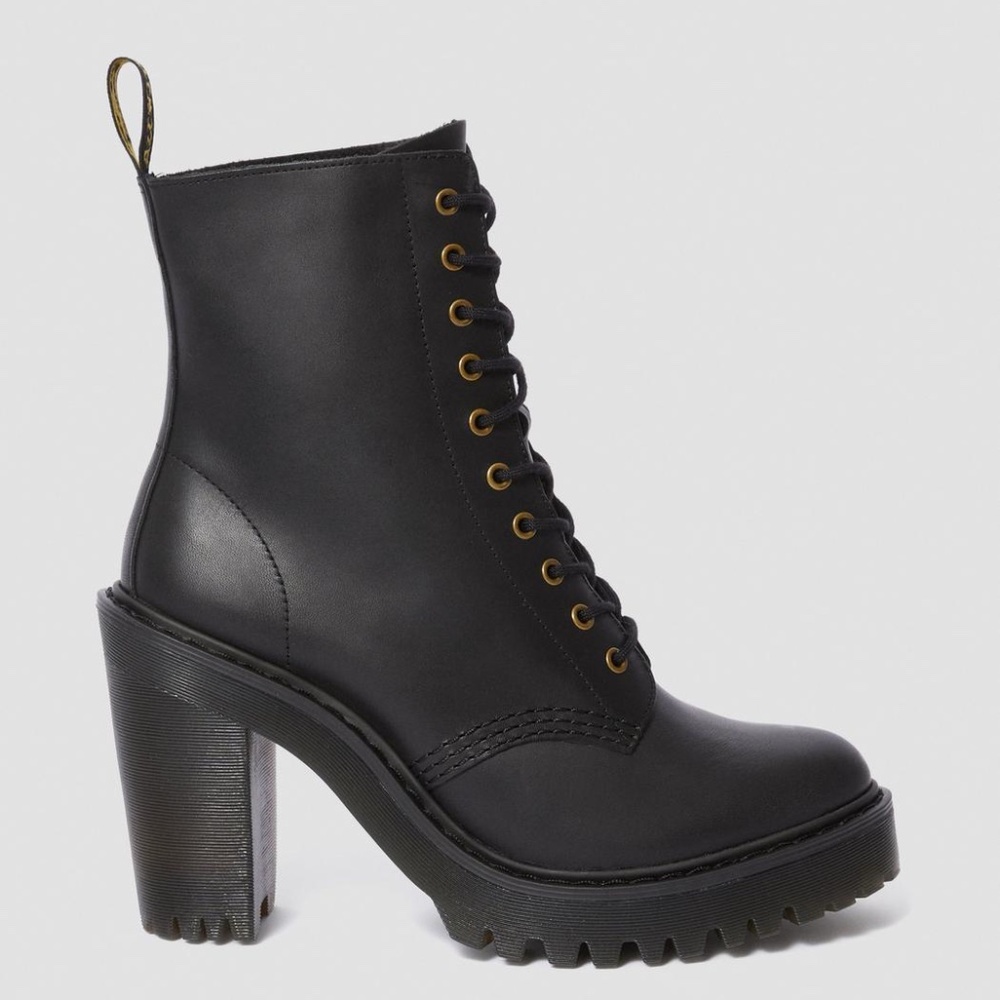 Dr. Martens Women's Kendra 10-Eye Heel Platform Boots Black Leather US 8 RARE!! - Picture 2 of 7